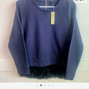 J. Crew Navy Blue Fringe Hem Sweatshirt